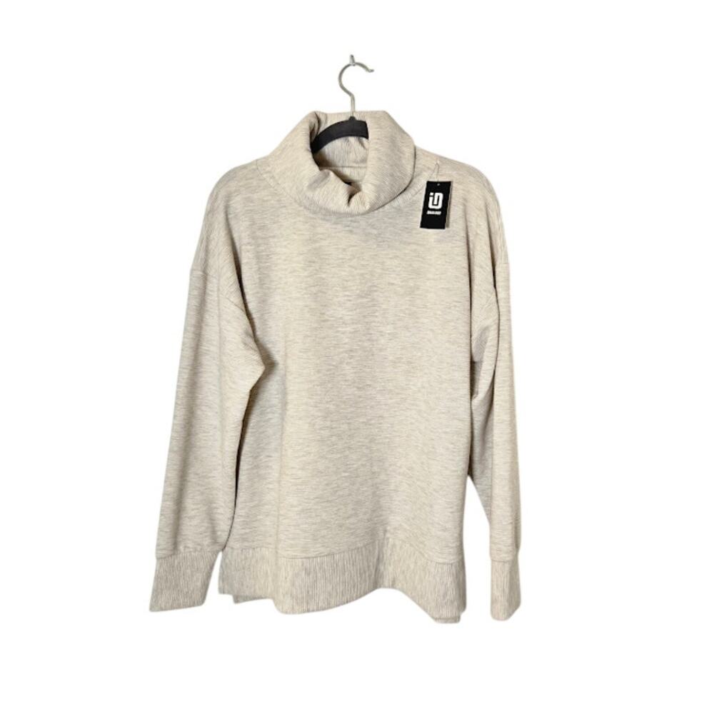 Ideology Womens NWT Turtleneck Top Size Large Cream Ribbed Preppy Neutral